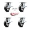 Service Caster 6 Inch Rubber on Aluminum Caster Set with Roller Bearing 4 Brake 2 Swivel Lock SCC-35S620-RAR-SLB-BSL-2-SLB-2 - alternate 6